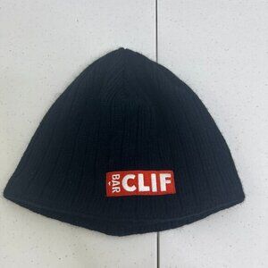 Clif Bar Beanie Hat Black Stripe Knit Winter‎ Hat Embroidered Logo Skull Beanie